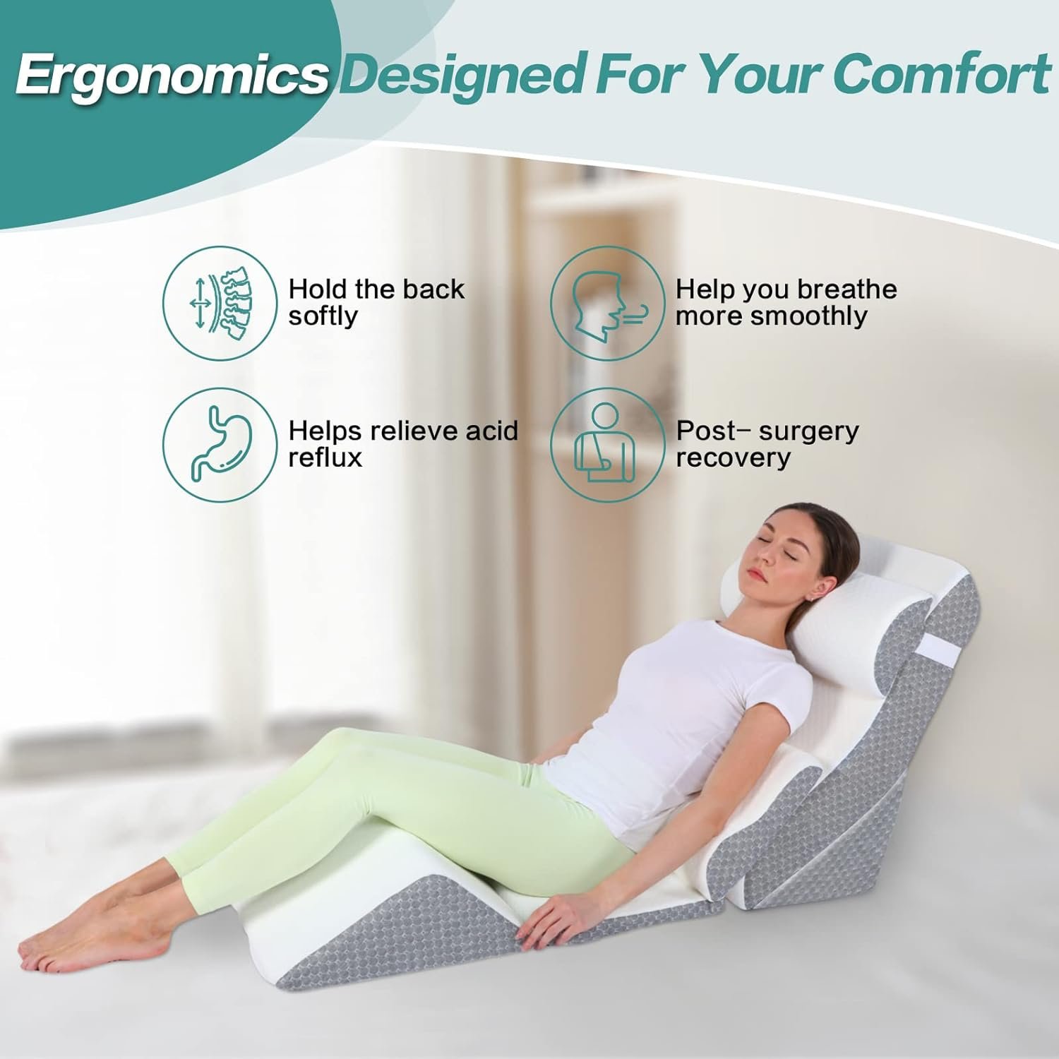  5PCS Bed Wedge Pillow Set, Orthopedic Pillows for After  Surgery, Back and Lumbar Support Pillow for Sitting in Bed and Rest,  Triangle Knee Pillows for Sleeping for Back Pain : Health
