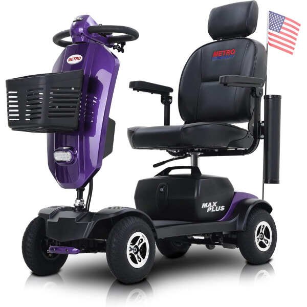 Mobility Scooter Elderly Scooter Folding Scooter 4 Wheel Scooter (MAX Plus Purple)