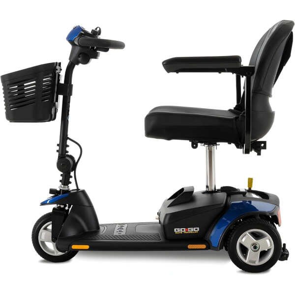 Pride Mobility Go Go Elite Traveller 3-Wheel Scooter – Travel Mobility for Adults, 18 Ah Battery, 300 Lbs Weight Capacity, Blue, Seat Dimensions – 17″ W x 17″ D – SC40E-18AH