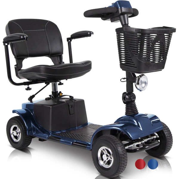 Vive Mobility Scooter (Series A) – 4 Wheel Electric Powered Wheelchair Mobile Device for Adults, Seniors – TSA Approved Wheel Chair, Compact, Travel – Long Range Battery, Shock Absorbing (Blue)