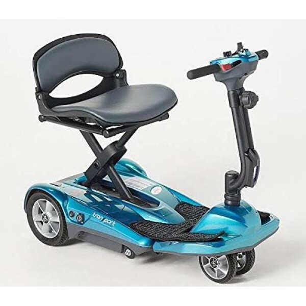 EV Rider Award Winning Transport AF+ Auto Folding Scooter – Newly Updated w/4 Wheels, Remote and 11.5 Battery – Ultralight Compact Long Range – Blue