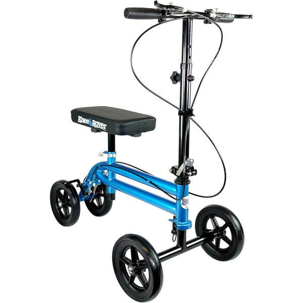 KneeRover Economy Knee Scooter Steerable Knee Walker for Adults for Foot Surgery, Broken Ankle, Foot Injuries – Foldable Knee Rover Scooter for Broken Foot Injured Leg Crutch with Dual Brakes (Blue)