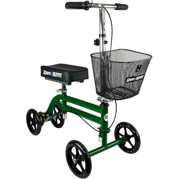 KneeRover Steerable Knee Scooter Knee Walker for Adults for Foot Surgery, Broken Ankle, Foot Injuries – Foldable Knee Rover Scooter for Broken Foot Injured Leg Crutch Alternative with Basket Green