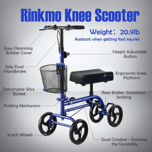 Knee ScooterSteerable Knee Walker Economical Knee Scooters for Foot Injuries Best Crutches Alternative (Blue 1)