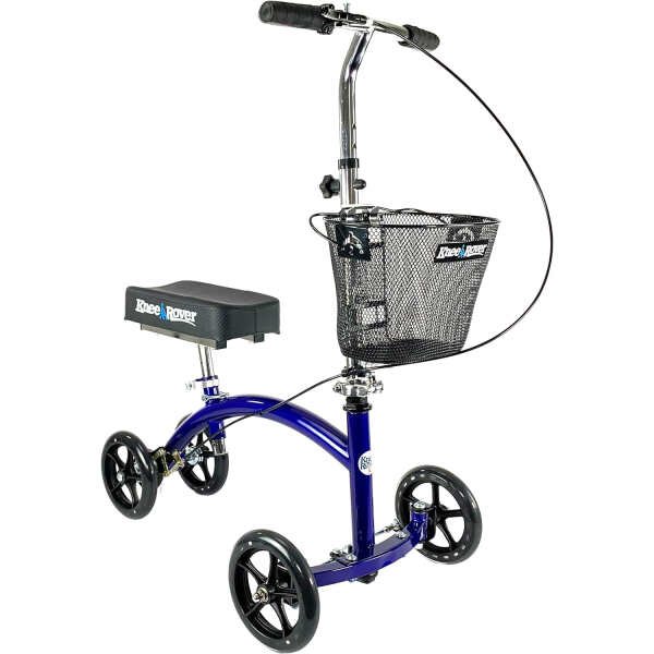 KneeRover Deluxe KneeCycle Steerable Knee Walker Knee Scooter for Adults for Foot Surgery, Broken Ankle, Foot Injuries – Foldable Knee Rover Scooter for Broken Foot Injured Leg Crutch Alternative Blue