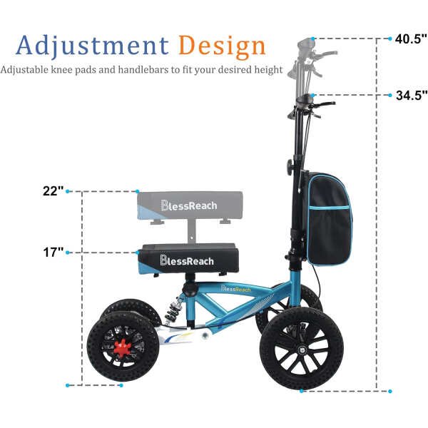 Knee Scooter, All Terrain Foldable Knee Scooter Walker, Disc Brake Knee Walker for Foot Injuries Compact Crutches Alternative