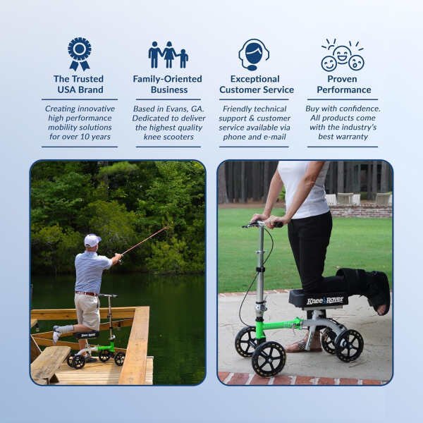 KneeRover GO Knee Scooter – The Most Compact Portable Knee Walker for Adults for Foot Surgery, Broken Ankle, Foot Injuries – Foldable Knee Rover Scooter for Broken Foot Injured Leg Crutch Alternative