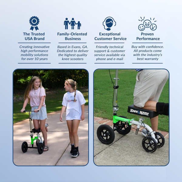 KneeRover GO Hybrid – Most Compact All Terrain Knee Scooter for Adults for Foot Surgery Heavy Duty Knee Walker for Broken Ankle Foot Injuries Recovery Leg Scooter Best Knee Crutch Alternative (Green)