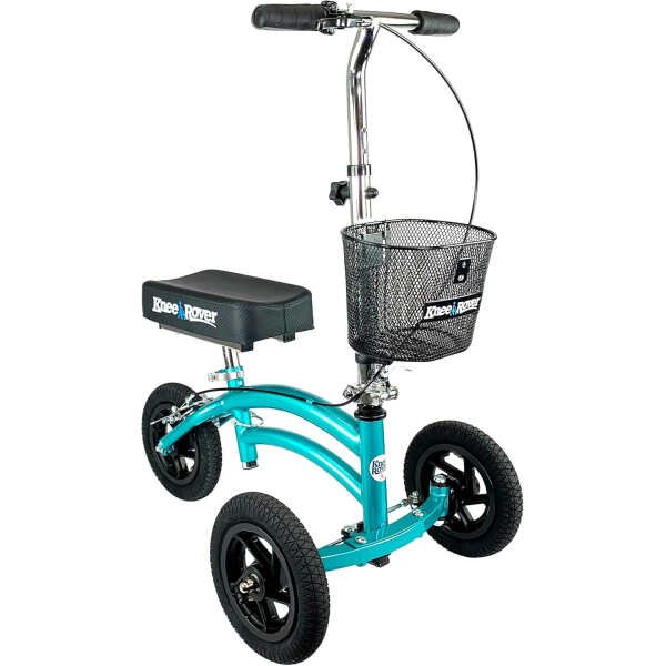 KneeRover Jr All Terrain Knee Scooter for Kids and Small Adults for Foot Surgery Heavy Duty Knee Walker for Broken Ankle Foot Injuries Recovery – Leg Scooter Knee Crutch Alternative (Coastal Teal)