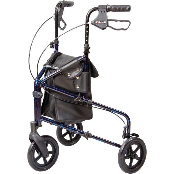 Carex 3 Wheel Walker for Seniors, Foldable, Rollator Walker with Three Wheels, Trio Walker with Height Adjustable Handles, Walker with Wheels, Folding Walker with Wheels.