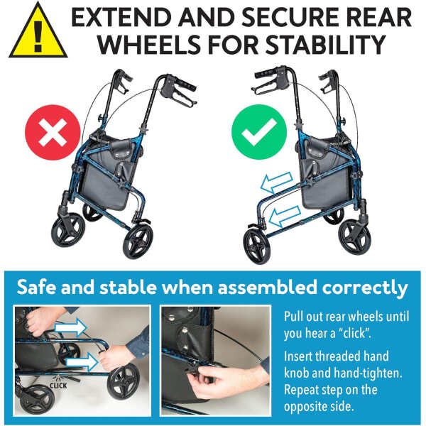 Carex 3 Wheel Walker for Seniors, Foldable, Rollator Walker with Three Wheels, Trio Walker with Height Adjustable Handles, Walker with Wheels, Folding Walker with Wheels.