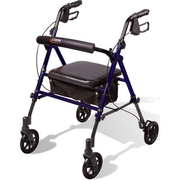 Carex Step ‘N Rest Aluminum Rollator Walker With Seat – Rolling Walker For Seniors With Back Support, 6 Inch Wheels, 250lbs Support, Lightweight