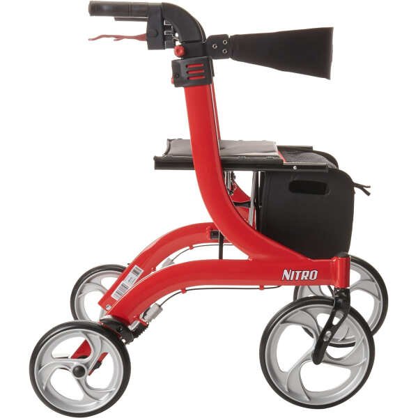 Drive Medical RTL10266 Nitro Euro-Style 4-Wheel Rollator Walker With Seat, Red