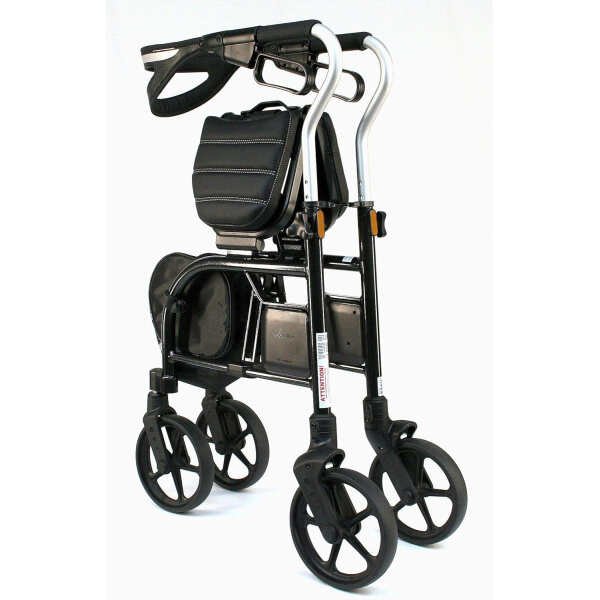 Evolution Trillium Lightweight Walker Rollator with Seat, Wheels, Brakes for Indoor, Outdoor Mobility, Tall Black