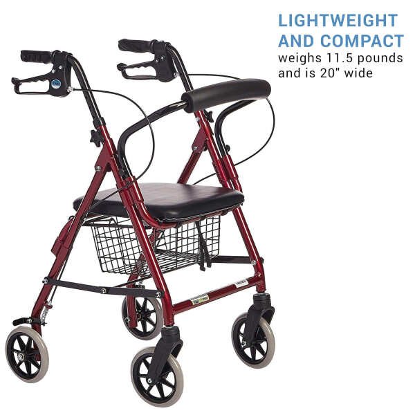 Lumex Walkabout Junior Rollator Walker with Seat, Small & Narrow for Short Adults, Pediatrics & Kids