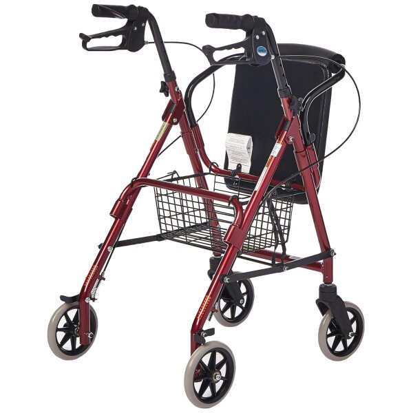 Lumex Walkabout Junior Rollator Walker with Seat, Small & Narrow for Short Adults, Pediatrics & Kids