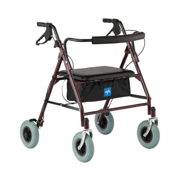 Medline Bariatric Heavy Duty Steel Rollator Supports up to 500 lbs, Strong, Comfortable Rolling Walker with 8 inch Wheels