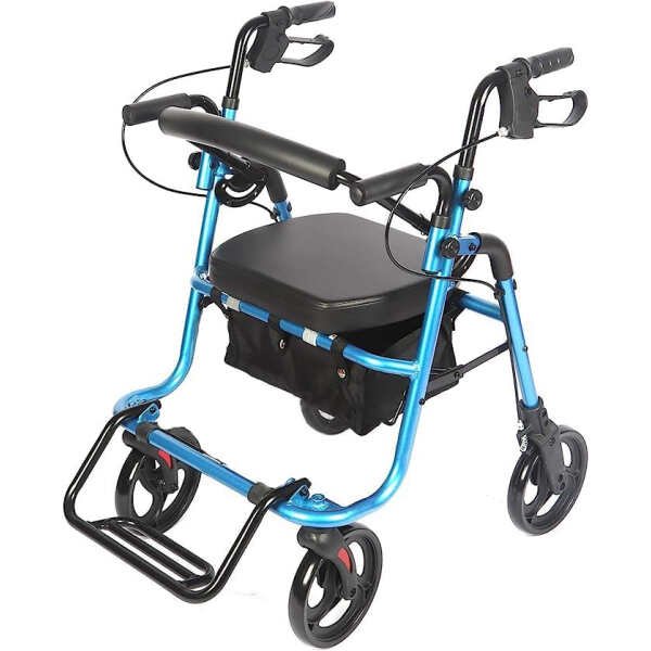 2 in 1 Rollator Walker | Rolling Walkers for Seniors Lightweight with Large Wheels, Rollator with Seat and Brakes Fold up, Medical Transport Chair Walker with Lightweight Easy Folding