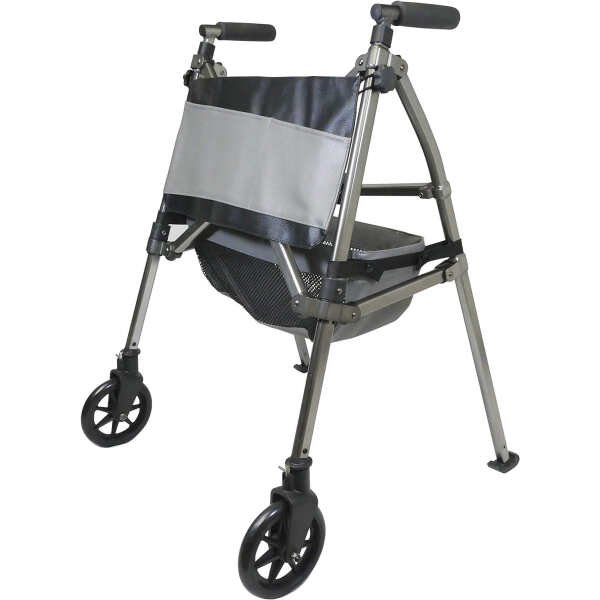 Elite Travel Walker, Lightweight Folding Rolling Walker with Swivel Wheels for Adults, Seniors, and Elderly, Compact Narrow Walker, Height Adjustable with Ski Glides and Pouch