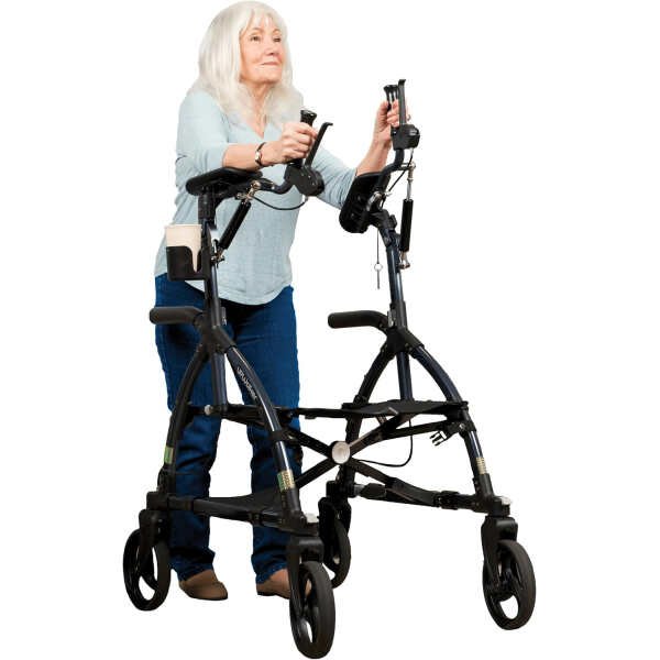 UPWalker CardioAccelerator Active Walker Fully Assembled Upright Adjustable Stand-Up Health Rollator w/Seat, Armrest, Backrest for Seniors