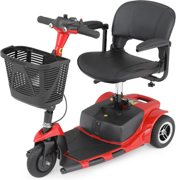 Magshion Folding Mobility Scooter for Adults and Seniors, Foldable Heavy-Duty All-Terrain, 3-Wheel (Red)