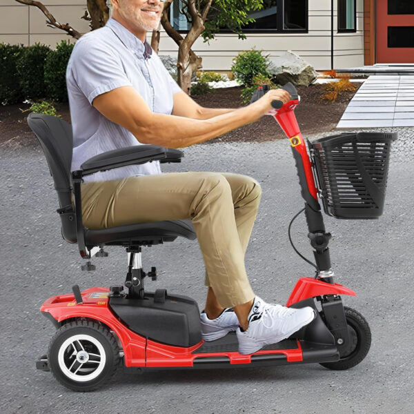 Magshion Folding Mobility Scooter for Adults and Seniors, Foldable Heavy-Duty All-Terrain, 3-Wheel (Red)