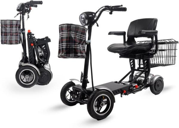 All Terrain 4 Wheel Foldable Mobility Scooter for Seniors. 25 Mile Long Range – 300lbs Capacity with Extended Battery 15.6AH-25 Miles Long Range Adults Mobility Scooters (Model9)