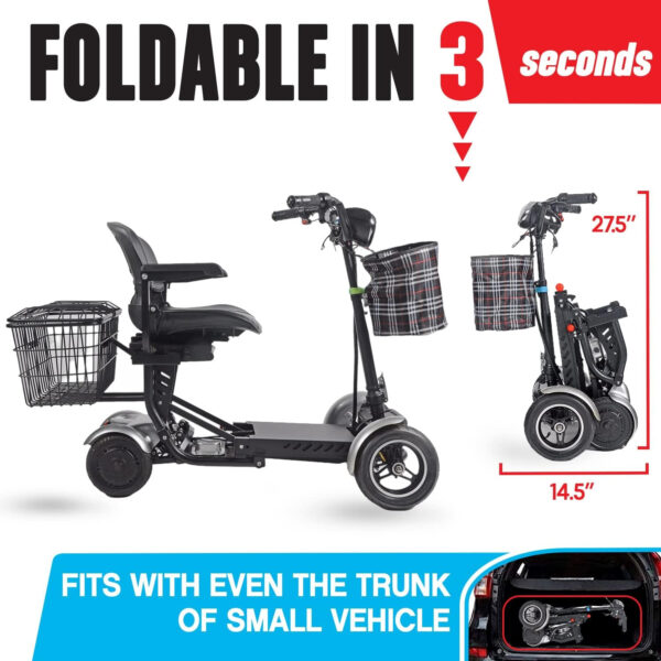 All Terrain 4 Wheel Foldable Mobility Scooter for Seniors. 25 Mile Long Range – 300lbs Capacity with Extended Battery 15.6AH-25 Miles Long Range Adults Mobility Scooters (Model9)