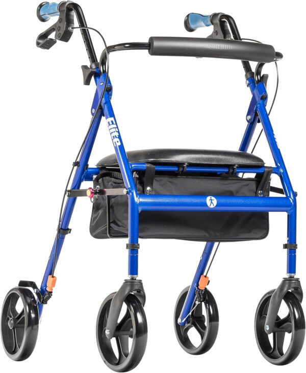 Drive Medical Hugo Elite Rollator Walker with Seat, Backrest and Basket, Blue