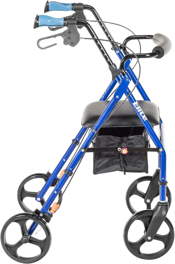 Drive Medical Hugo Elite Rollator Walker with Seat, Backrest and Basket, Blue