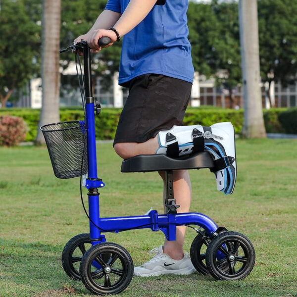 Knee Scooter, Foldable Knee Scooter Walker Economical Knee Scooters for Foot Injuries Best Crutches Alternative (Blue)