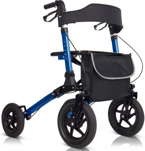 Vive Mobility All Terrain Rollator Walker with Seat – Senior Easy Drive Folding Frame, Lightweight, Foldable, with Basket Support – Comfort Handles & Thick Backrest – Mobility Aid Accessories