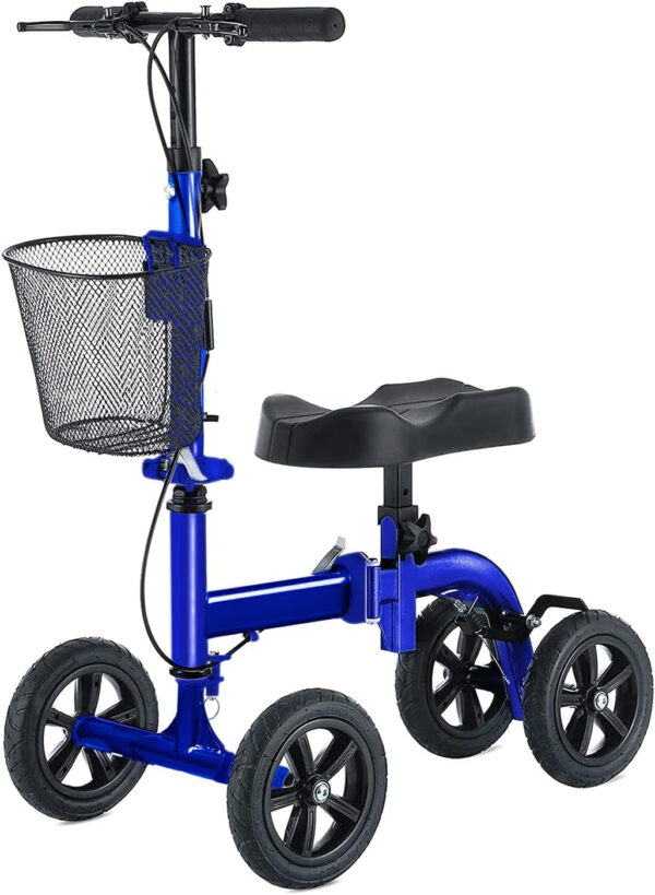 Knee Scooter, Foldable Knee Scooter Walker Economical Knee Scooters for Foot Injuries Best Crutches Alternative (Blue)