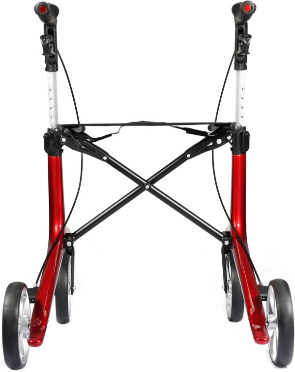 Carbon Walkers for Seniors, 13lbs Ultra-Lightweight All Terrain Silent Wheels Foldable Rollator Walker with Seat and Backrest for Adults, 330lbs Capacity (Red)