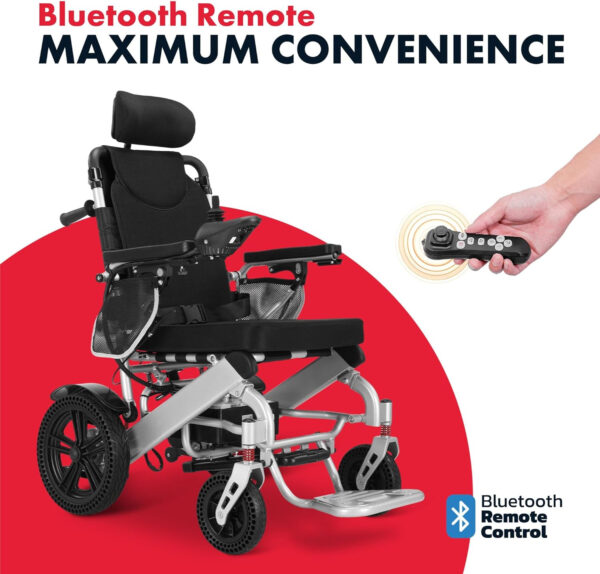 Darkshadow by MaritSA – 25Mile Range ~ 24AH Extended Battery Foldable Reclining Electric Wheelchair, 600W Super Horse Power, Folding Wheelchairs with Headrest and Backrest Multi-Angle Adjustment