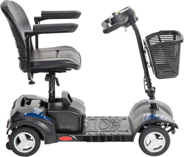 Drive Medical Spitfire Scout 4-Wheel Power Luxury Travel Scooter with Extended 15 Mile Range Battery, Red/Blue