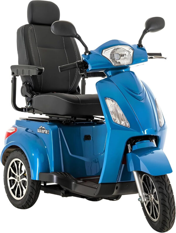 Pride Mobility Baja Raptor 2 3-Wheel Scooter – Comfort Mobility for Adults, 400 Lbs Weight Capacity, 75 Ah Battery, Ocean Blue, 20″x18″ Seat Size – BA300