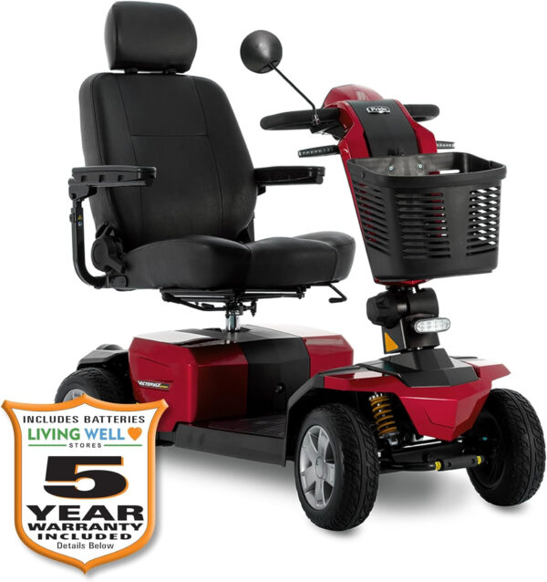 Pride Mobility Victory LX Sport 4 Wheel Scooter (Candy Apple Red, 22″ x 18″ Seat)