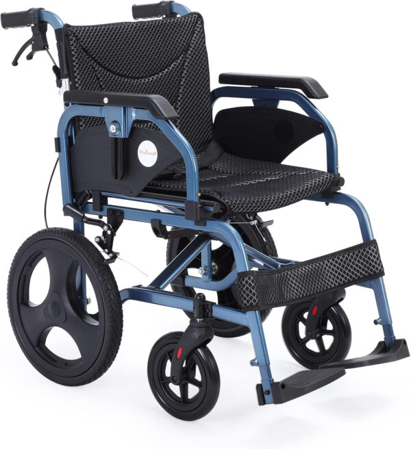 Foldable Lightweight Wheelchair with Handbrakes, Wheelchairs for Adults, Weights Only 28.5 lbs, Durable Square Tube and Flip Up & Height Adjust Armrest (15inch Rear Wheel)