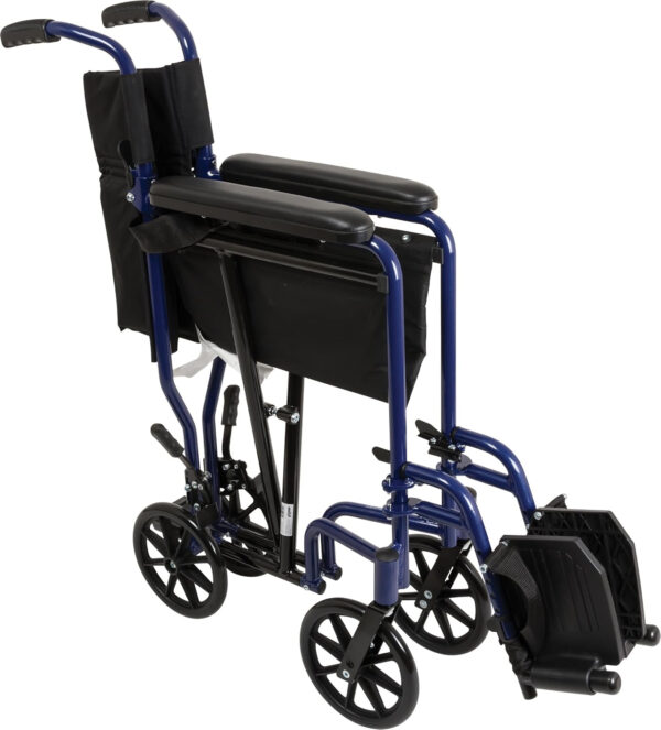 ProBasics Transport Wheelchair Lightweight Foldable with 19 inch Seat – Folding Transport Chair with Foot Rests, Foldable Wheel Chair and Lightweight Folding Wheelchair, Blue