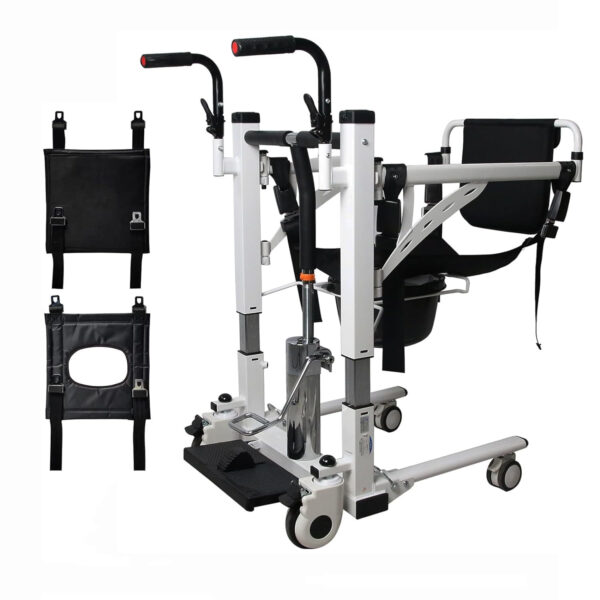 Patient Lift Transfer Chair,KIMORE Hoyer Lifts for Home Use,Hydraulic Patient Lift Transfer Chair, Bathroom Wheelchair with 180° Split Seat and Potty, Portable Elderly Lift aid Bedside Commode Chair