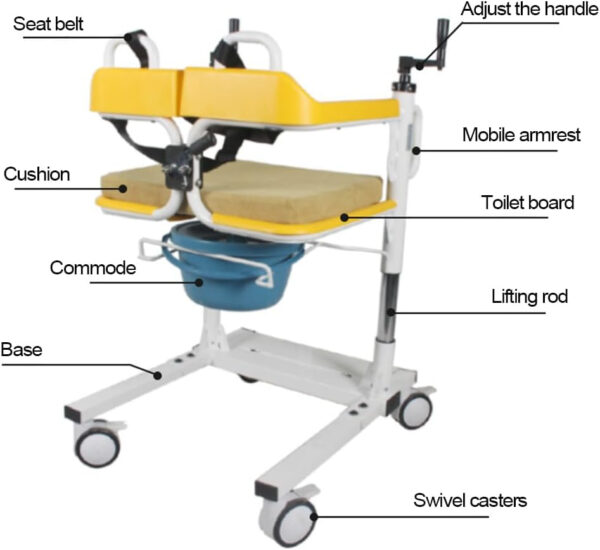 Wheelchairs for Adults, Transport Chairs for Seniors, Patient Lift Wheelchair for Home with 180° Split Seat, for Elderly and Handicapped