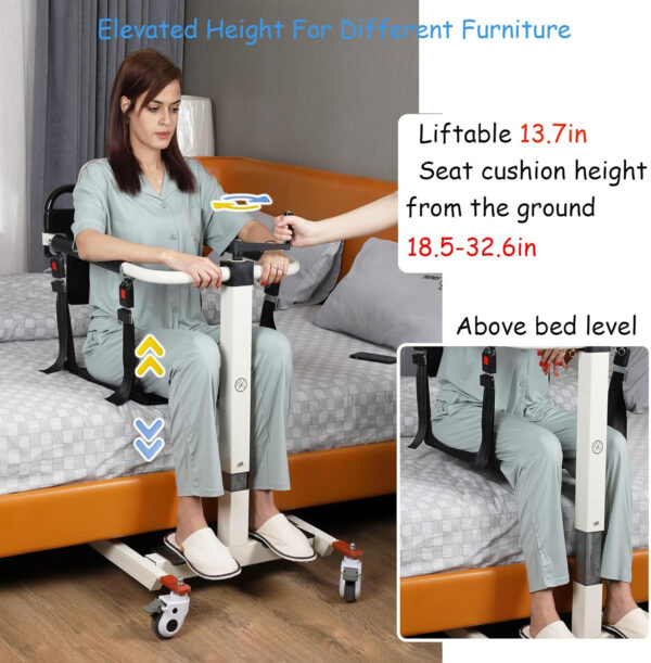 Patient Lift for Home Patient Lift Transfer Chair Portable Car Lift Bathroom Wheelchair Shower Chair Transport Chairs for Seniors Bedside Commode Chair (New Version)