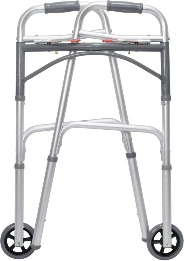 McKesson Folding Walkers with Wheels, Aluminum, 32 in to 39 in, 350 lbs Weight Capacity, 1 Count