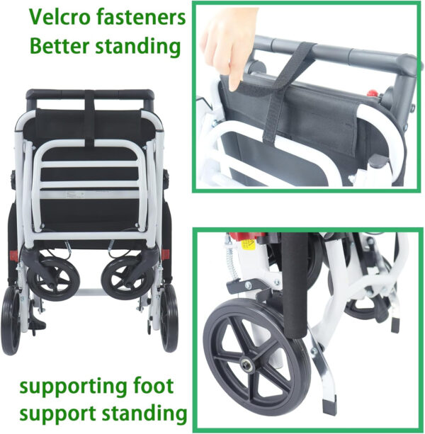 (only 15lb) Super Lightweight Transport Wheelchair. Easy to Travel, Locking Hand Brakes, User-Friendly, Folding, Portable. for Adults or Child (up to 220lbs)) …