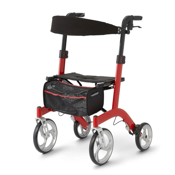 Medline European Style Lightweight Rollator with Backrest – Strong, Comfortable, Maneuverable Support & 300 lbs. Weight Capacity for Greater Freedom & Mobility