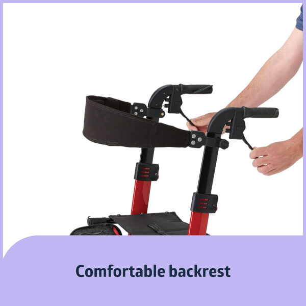 Medline European Style Lightweight Rollator with Backrest – Strong, Comfortable, Maneuverable Support & 300 lbs. Weight Capacity for Greater Freedom & Mobility