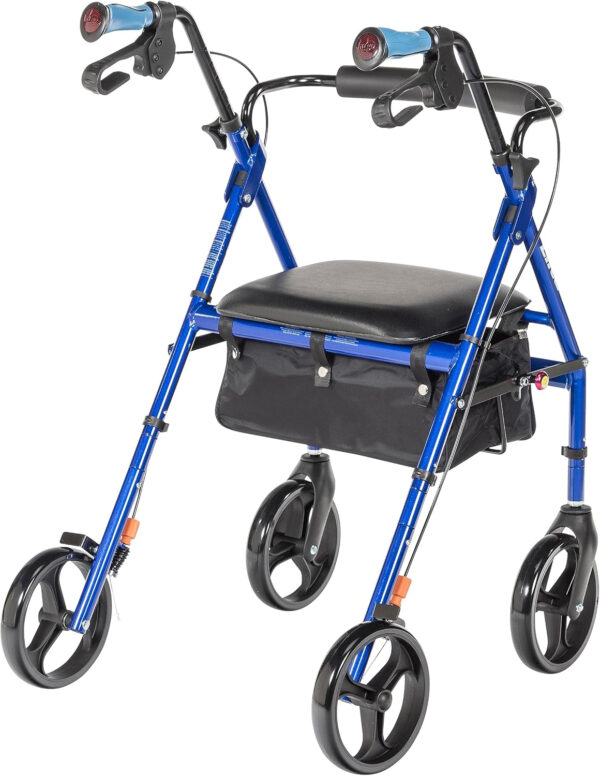 Drive Medical Hugo Elite Rollator Walker with Seat, Backrest and Basket, Blue