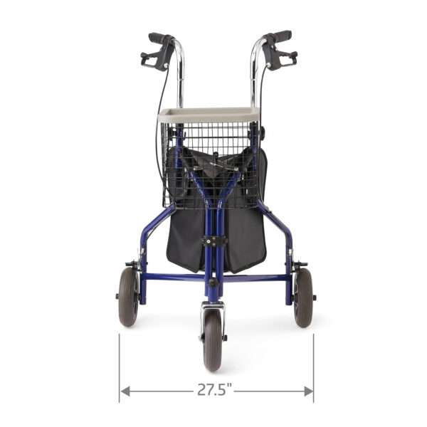 Medline 3-Wheel Ultralight Steel Rollator, Supports up to 275 lbs, 8″ wheels, Blue