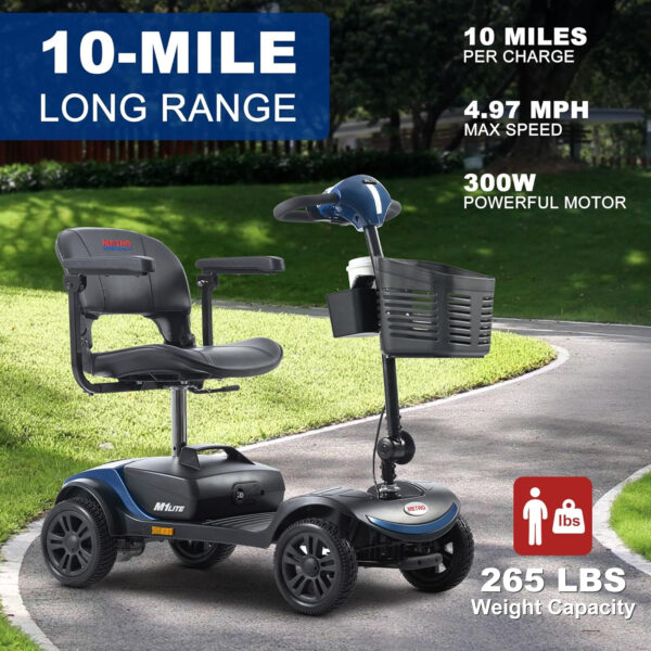 Metro Mobility Mobility Scooters for Adults, 4 Wheel Powered Mobility Scooters, Electric Scooter for Seniors Folding Mobility Scooter Lightweight 10 Miles Long Travel Range